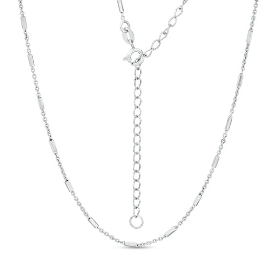 Cable Chain Barrel Station Choker Necklace in Sterling Silver - 16"