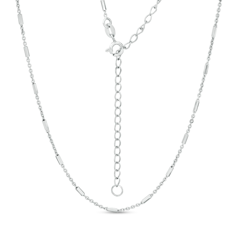 Cable Chain Barrel Station Choker Necklace in Sterling Silver - 16"
