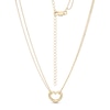 Thumbnail Image 1 of Heart Outline Diamond-Cut Double Strand Choker Necklace in 10K Gold - 16"
