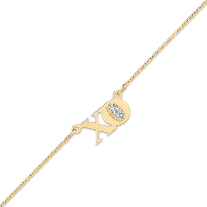 Main Image 1 of Glitter Enamel "XO" Anklet in 10K Gold - 10"