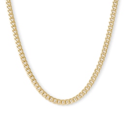 Made in Italy 3.5mm Cuban Curb Chain Necklace in 10K Semi-Solid Gold - 20&quot;