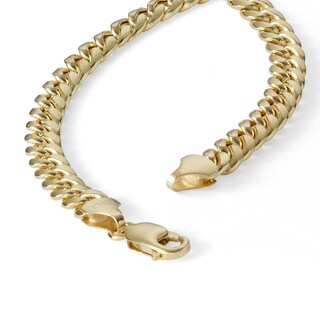 10K Semi-Solid Gold Cuban Curb Chain Bracelet - 8.5"