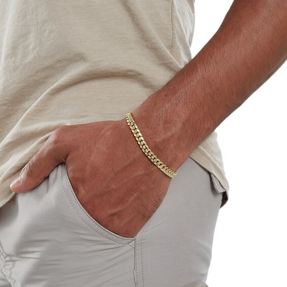10K Semi-Solid Gold Cuban Curb Chain Bracelet - 8.5"