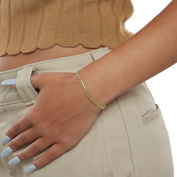 Made in Italy 3.5mm Cuban Curb Chain Bracelet in 10K Semi-Solid Gold - 7.5"