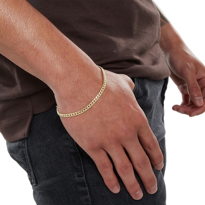 Made in Italy 3.5mm Cuban Curb Chain Bracelet in 10K Semi-Solid Gold - 7.5"