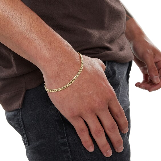 Made in Italy 3.5mm Cuban Curb Chain Bracelet in 10K Semi-Solid Gold - 7.5"
