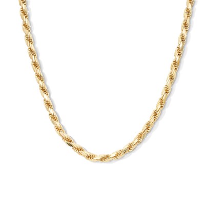 10K Hollow Gold Loose Rope Chain Made in Italy - 24"
