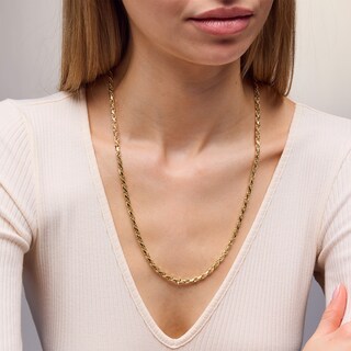 10K Hollow Gold Loose Rope Chain Made in Italy - 24"
