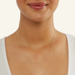 Made in Italy 030 Gauge Diamond-Cut Twisted Curb Chain Necklace in 10K Solid Gold - 18"