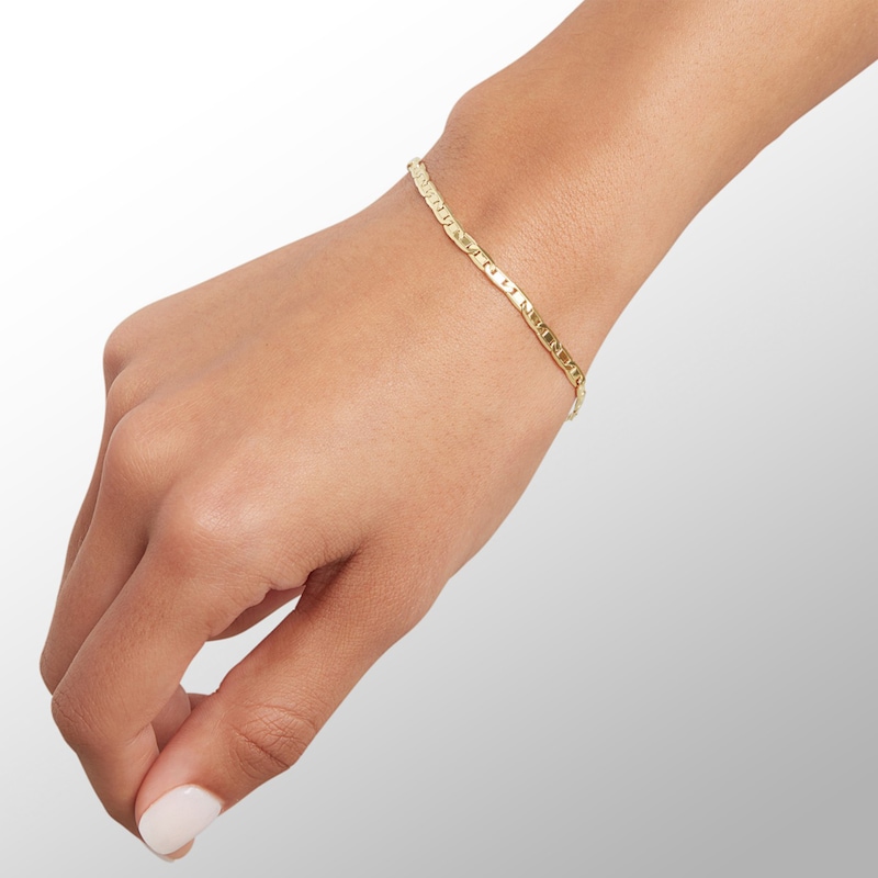 080 Gauge Valentino Chain Bracelet in 10K Hollow Gold - 7.5"