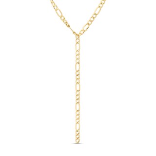 Made in Italy 080 Gauge Hollow Figaro Chain "Y" Necklace in 10K Gold - 20"