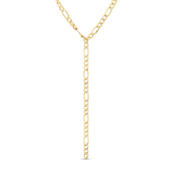 Made in Italy 080 Gauge Hollow Figaro Chain "Y" Necklace in 10K Gold - 20"