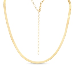 Made in Italy 030 Gauge Herringbone Chain Choker Necklace in 10K Solid Gold - 16&quot;