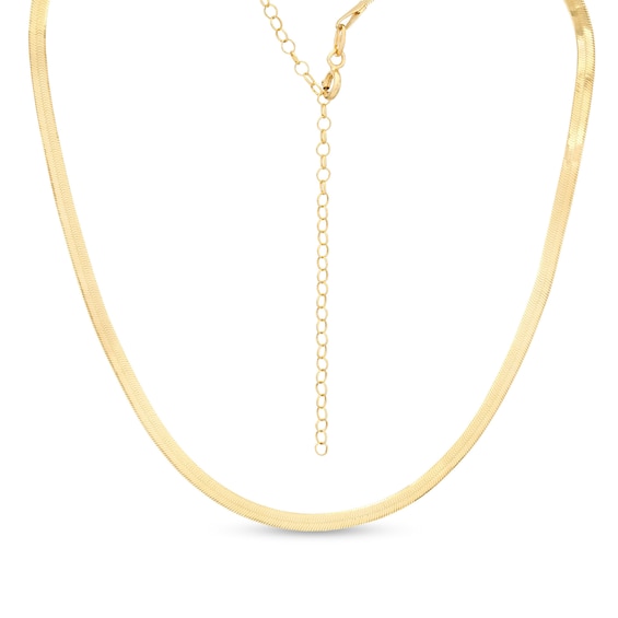 Made in Italy 030 Gauge Herringbone Chain Choker Necklace in 10K Solid Gold - 16"