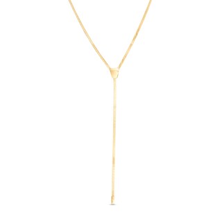 020 Gauge Solid Herringbone Chain "Y" Necklace in 10K Gold - 18"