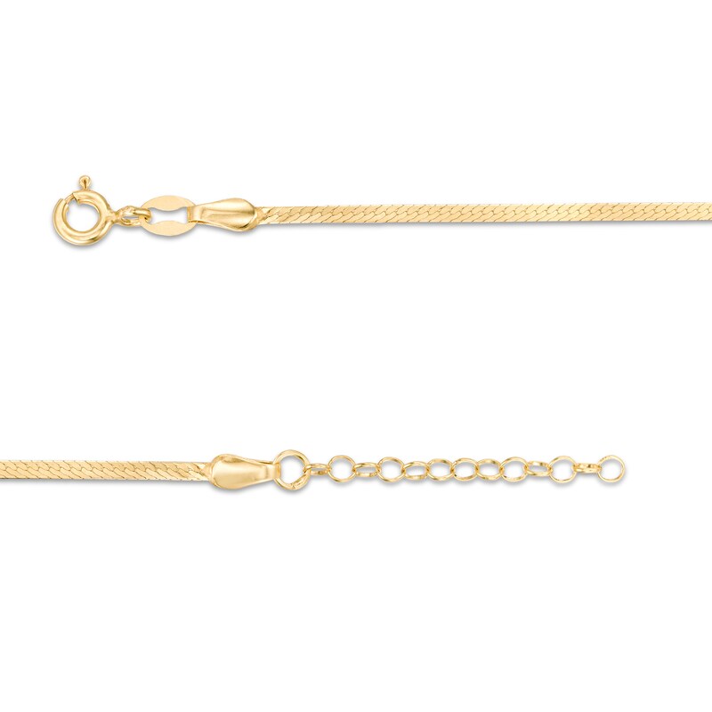 020 Gauge Solid Herringbone Chain "Y" Necklace in 10K Gold - 18"