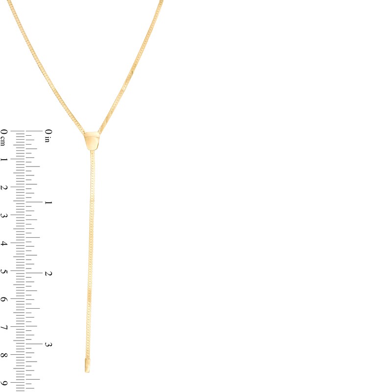 020 Gauge Solid Herringbone Chain "Y" Necklace in 10K Gold - 18"