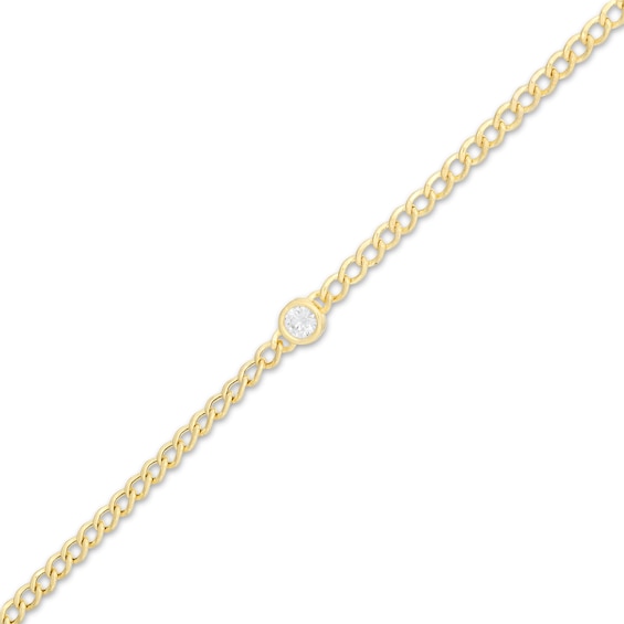 10K Solid Gold CZ Bezel-Set Solitaire Anklet