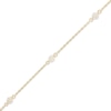 Cubic Zirconia Flower Station Anklet in 10K Gold - 10"