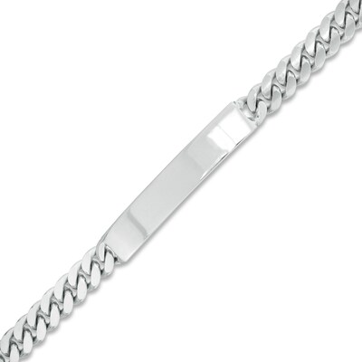 200 Gauge Solid Cuban Curb Chain ID Bracelet in Sterling Silver - 8.5"