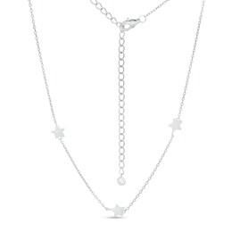 Triple Star Disc Station Choker Necklace in Sterling Silver - 16&quot;
