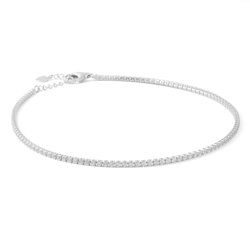 Main Image 1 of Solid Sterling Silver CZ Tennis Anklet