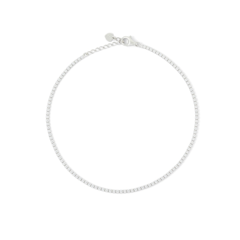 Main Image 2 of Solid Sterling Silver CZ Tennis Anklet