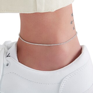 Solid Sterling Silver CZ Tennis Anklet