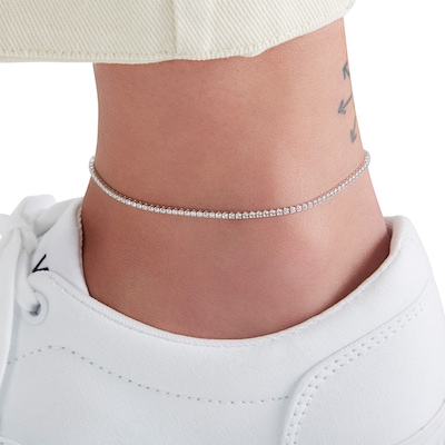 Solid Sterling Silver CZ Tennis Anklet