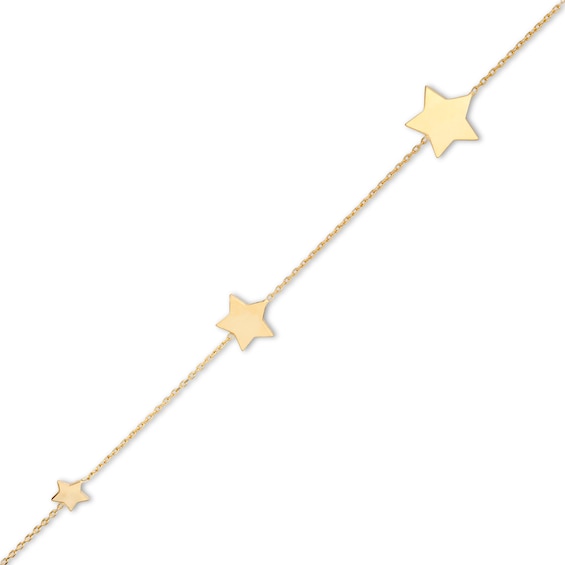 Graduated Star Disc Anklet in 10K Gold - 10"