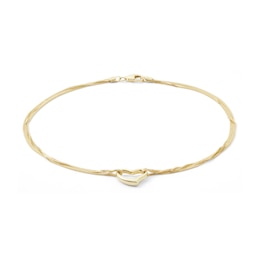 10K Solid Gold Heart Outline Multi-Strand Anklet Made in Italy