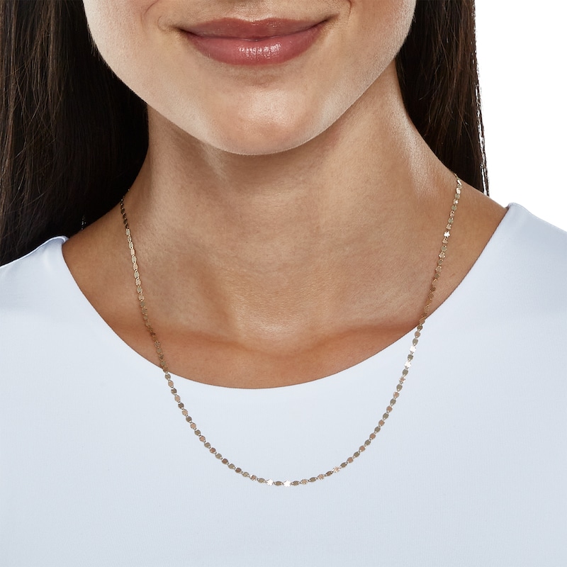Main Image 3 of Made in Italy 030 Gauge Hammered Valentino Chain Necklace in 10K Solid Tri-Tone Gold - 20"
