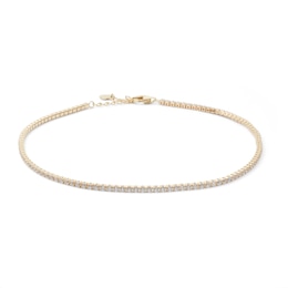 Cubic Zirconia Tennis Anklet in 10K Solid Gold - 10&quot;