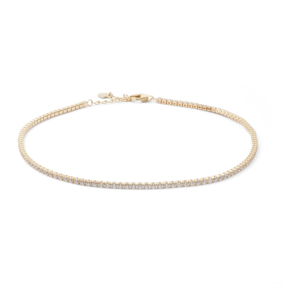 10K Solid Gold CZ Tennis Anklet