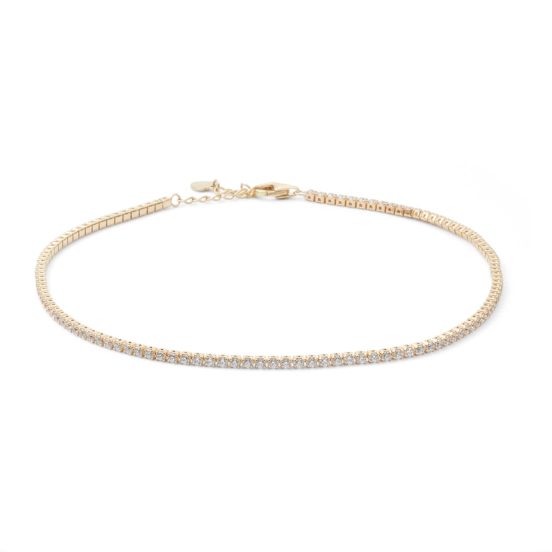 Main Image 1 of 10K Solid Gold CZ Tennis Anklet