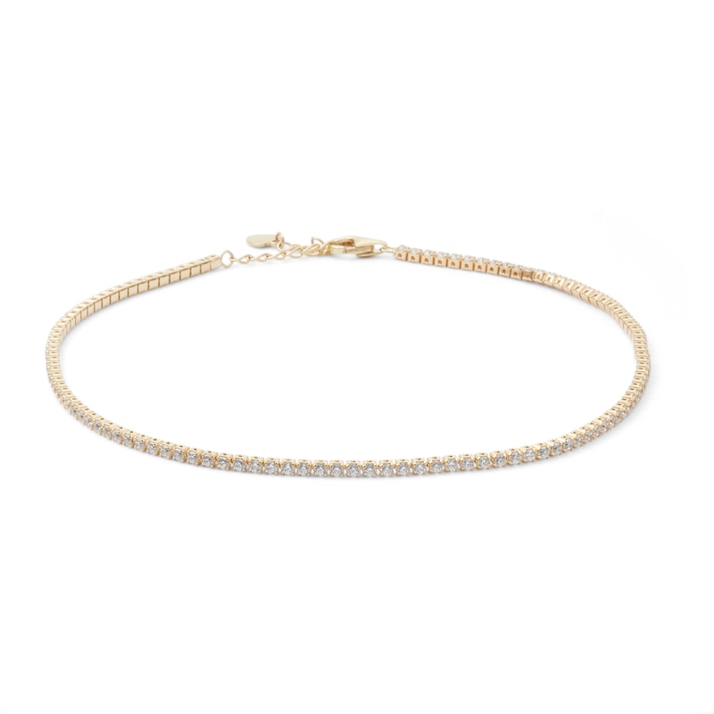 10K Solid Gold CZ Tennis Anklet