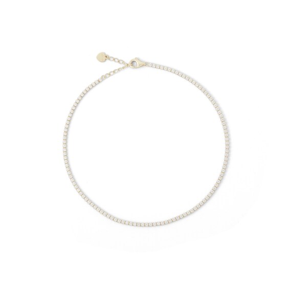10K Solid Gold CZ Tennis Anklet