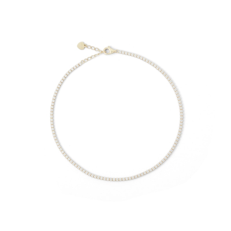 Cubic Zirconia Tennis Anklet in 10K Solid Gold - 10"