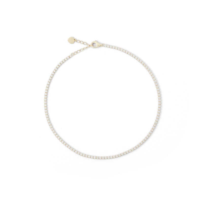 Main Image 2 of 10K Solid Gold CZ Tennis Anklet