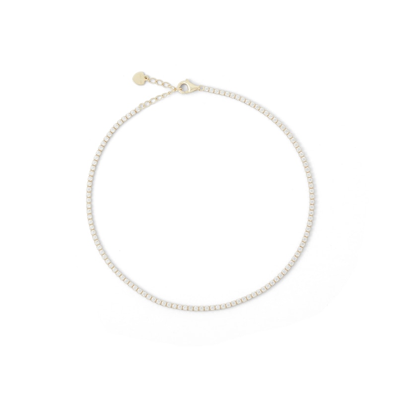 10K Solid Gold CZ Tennis Anklet