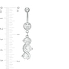 014 Gauge Cubic Zirconia Wave Dangle Belly Button Ring in Stainless Steel