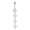 Thumbnail Image 1 of 014 Gauge Princess-Cut and Round Cubic Zirconia Alternating Dangle Belly Button Ring in Stainless Steel