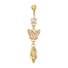 Thumbnail Image 0 of Yellow Ion Plated Champagne CZ and Crystal Butterfly Belly Button Ring - 14G 3/8"