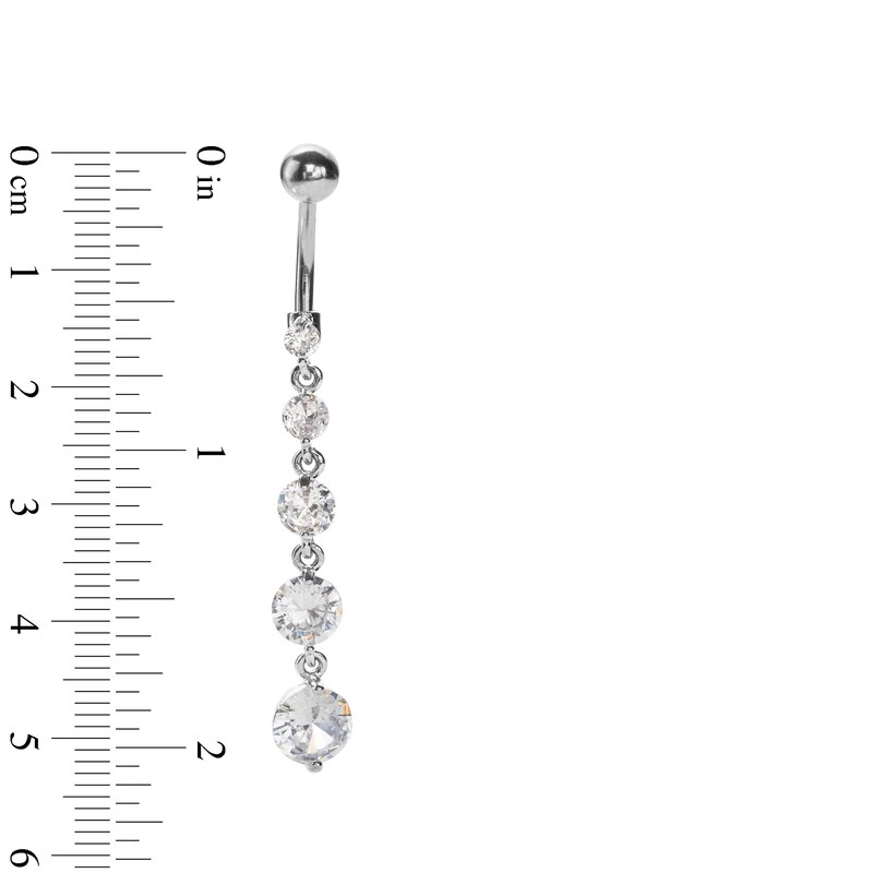 Main Image 2 of Solid Stainless Steel and Brass CZ Graduated Dangle Belly Button Ring - 14G