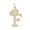 Thumbnail Image 1 of Cubic Zirconia "F" Initial with Crown Necklace Charm in 10K Solid Gold