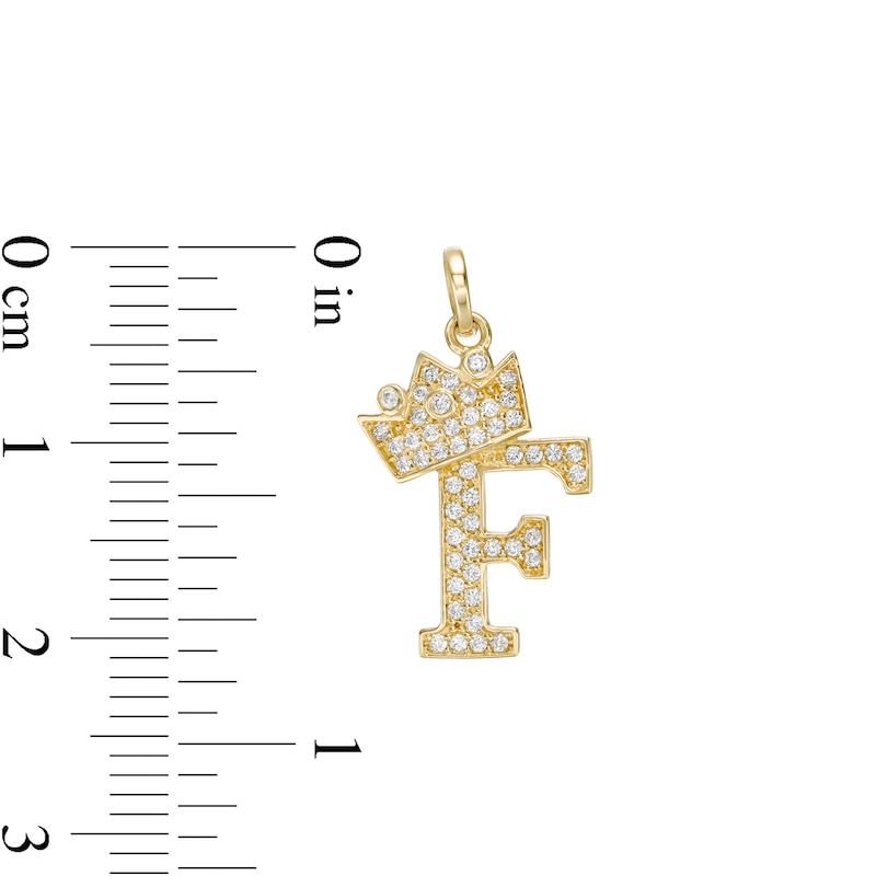 Main Image 2 of Cubic Zirconia "F" Initial with Crown Necklace Charm in 10K Solid Gold