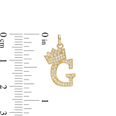 Cubic Zirconia "G" Initial with Crown Necklace Charm in 10K Solid Gold