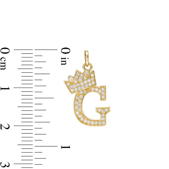 Cubic Zirconia "G" Initial with Crown Necklace Charm in 10K Solid Gold