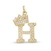 Thumbnail Image 1 of Cubic Zirconia "H" Initial with Crown Necklace Charm in 10K Solid Gold
