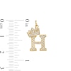 Thumbnail Image 2 of Cubic Zirconia "H" Initial with Crown Necklace Charm in 10K Solid Gold